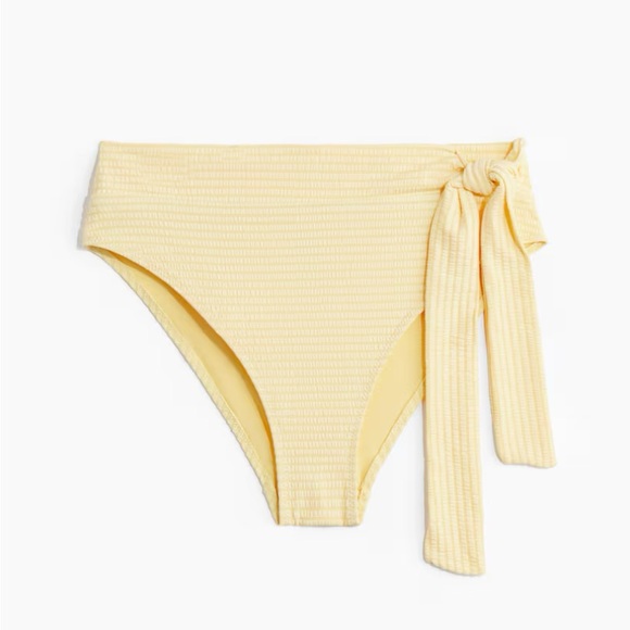 Yellow High-Waisted Bikini Bottom with Tie - Picture 1 of 5